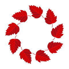 A Beautiful Circular Arrangement of Vibrant Red Autumn Leaves that Captivates the Eye