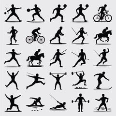 Silhouette icons of various olympic sports