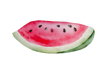Illustration of a slice of colored watermelon in watercolor style, in png. Ideal for prints, labels or graphic projects.