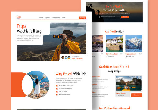 Travel Destination Landing Page Design Layout