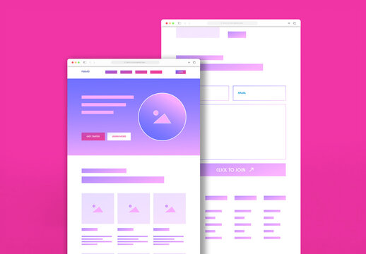 Modern Gradient Landing Page Wireframe Template for Website Design and UI Prototyping
