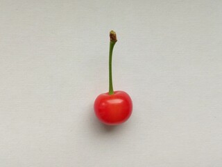 One cherry berry on paper background