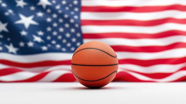 Patriotic Basketball Game Displaying American Spirit And Competitive Team Sports