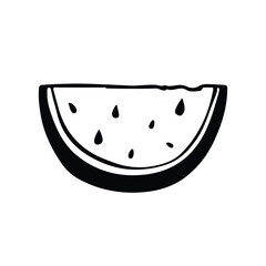 half round watermelon slice outline vector