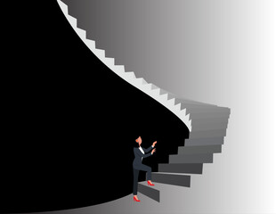 Climbing toward success, one step at a time. A passionate businesswoman sprints up the stairs without breaking a sweat.