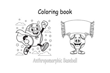 Anthropomorphic Baseball Coloring Page – Fun Sports Character Printable for Kids