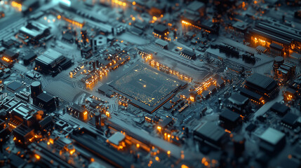 Industrial robot performing automated soldering on PCB in advanced electronics manufacturing environment robotic soldering, PCB manufacturing, electronics factory, robotic automati