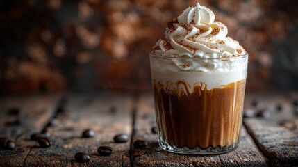 Iced coffee drink with whipped cream