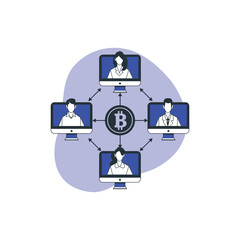 a group of people are connected to a computer screen