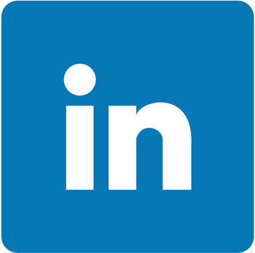 Blue square Linkedin social media icon logo 