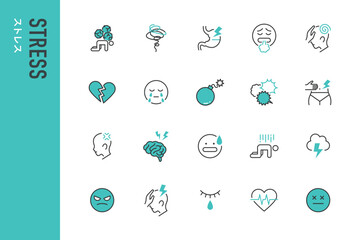 ストレスのシンプルなラインアイコン