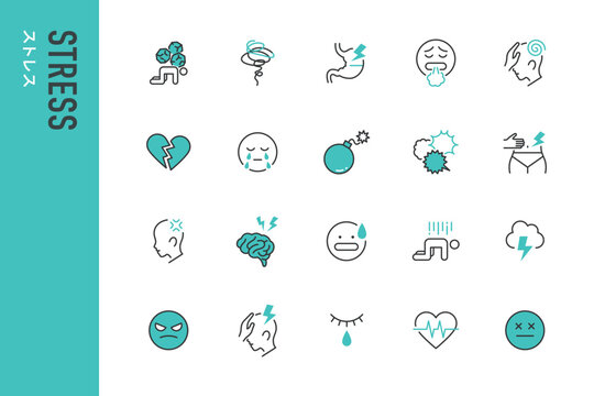 ストレスのシンプルなラインアイコン