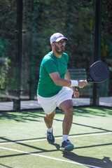 Dynamic padel action shot for fitness campaigns ads and event promotion