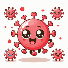 Obraz premium cute cartoon virus image vector on plain white background