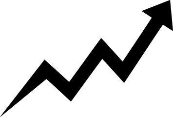 Black upward zigzag arrow signifying growth. Vector illustration
