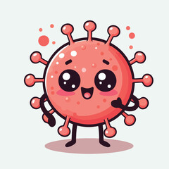 Obraz premium cute cartoon virus image vector on plain white background