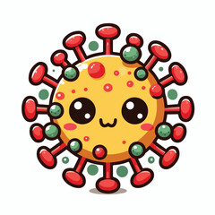 cute cartoon virus image vector on plain white background