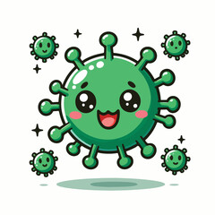 cute cartoon virus image vector on plain white background