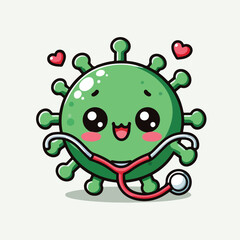 cute cartoon virus image vector on plain white background