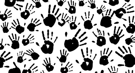Black handprint patterns, artistic design concept. Vector illustration
