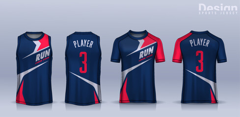 t-shirt sport design template, Soccer jersey mockup for football club, Running singlet,basketball Tank top.	