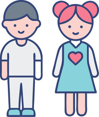 girl and boy vector icon on white or transparent background