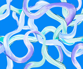 Abstract seamless background with curved line composition of colorful intertwined neon lines. Vector.	