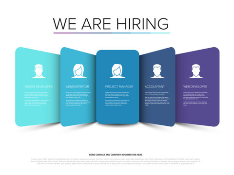 This modern recruitment banner visually presents online job positions available for hiring. It's an ideal template for announcing career opportunities and employment vacancies.