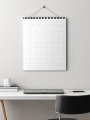 A Minimalist Mockup Of A Hanging Office Calendar
