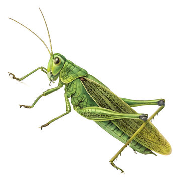 Detailed green grasshopper isolated on transparent background illustration