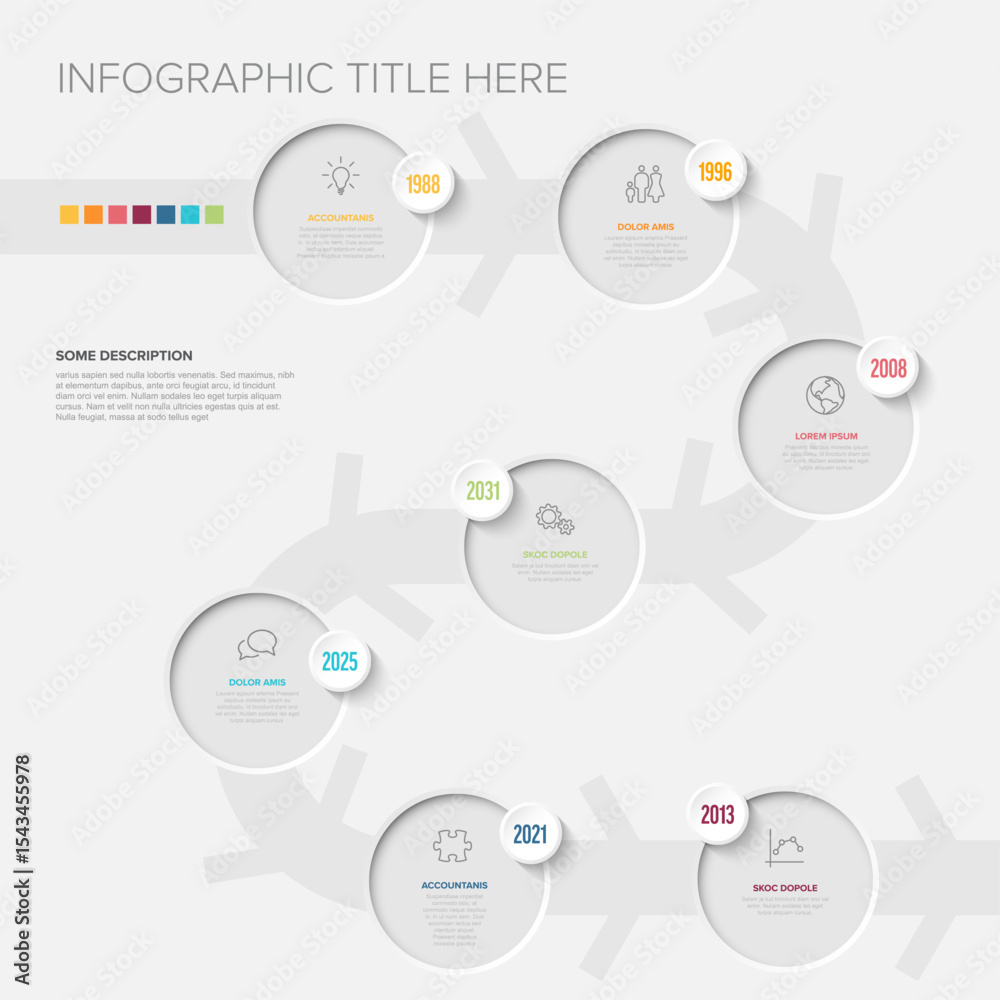 Poster use this modern timeline template for business process visualization needs. this professional workfl