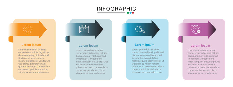 Business visualization infographic circle design template with 4 options, steps or processes. Business presentation.