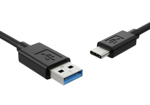 Usb type a and usb type c connectors cable on PNG background, usb, usb cable, usb connector, usb type c, usb type a, cable, connector, wire, data, technology, connection, device, electronics, black
