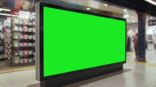 Subway Billboard Mockup with Green Screen for Advertising