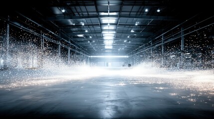 Metal workshop with glowing sparks in motion, showcasing raw industrial energy and precision craftsmanship