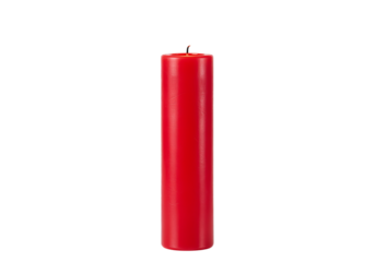 Lit red pillar candle with flame on white background for celebration events, red, candle, flame, light, wax, burning, bright, celebration, decoration, holiday, isolated, paraffin, pillar, romance, rom