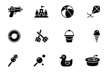 Beach Toys Icons Set