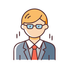 Illustration of a young professional man wearing glasses and a suit and tie