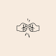 Two human hands strike fists icon flat vector design.