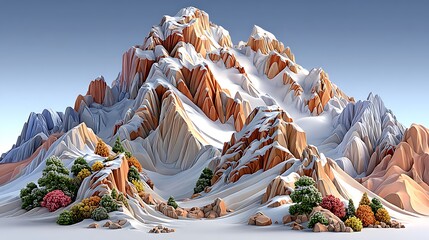 Pastel toned cliffs with stylized vegetation high resolution picture