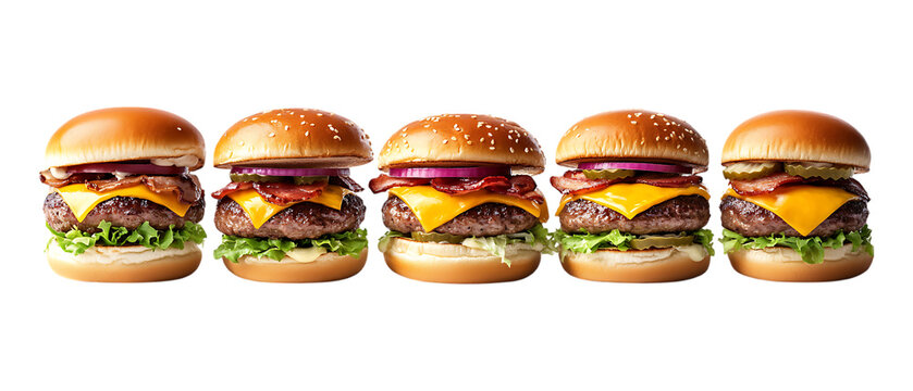 Pack Collection Mini Cheeseburgers Yummy set against transparent background