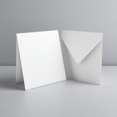 Fototapeta premium Minimalist Square Greeting Card and Envelope Mockup