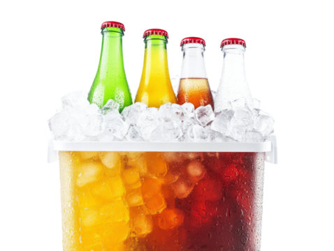 glass of soft soda with ice