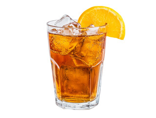 Cocktail with ice and orange slice