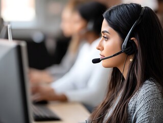 Call center representative focused on customer service