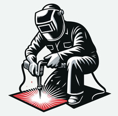 vector image of a welder on a plain white background