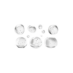 Fototapeta premium Collection of Clear Water Droplets with Reflection and Surface Tension Isolated on White Background