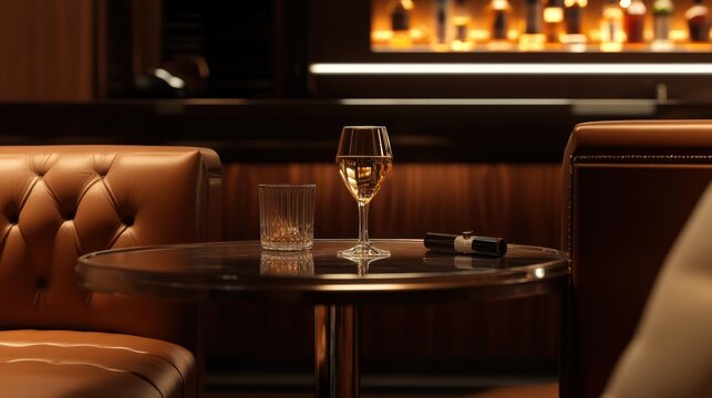 Champagne flute in luxurious interior