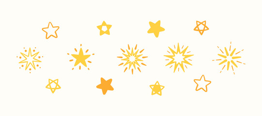 Set of Little Cute Yellow Stars Vector Illustration