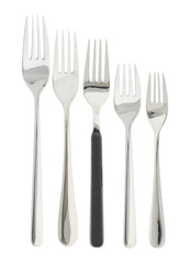 Stainless steel spoon and fork set cut out isolated transparent background